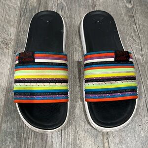 Nike Air Jordan Multicolor Strap Slides Rainbow Sandals Comfort Pool Shoes Sz10